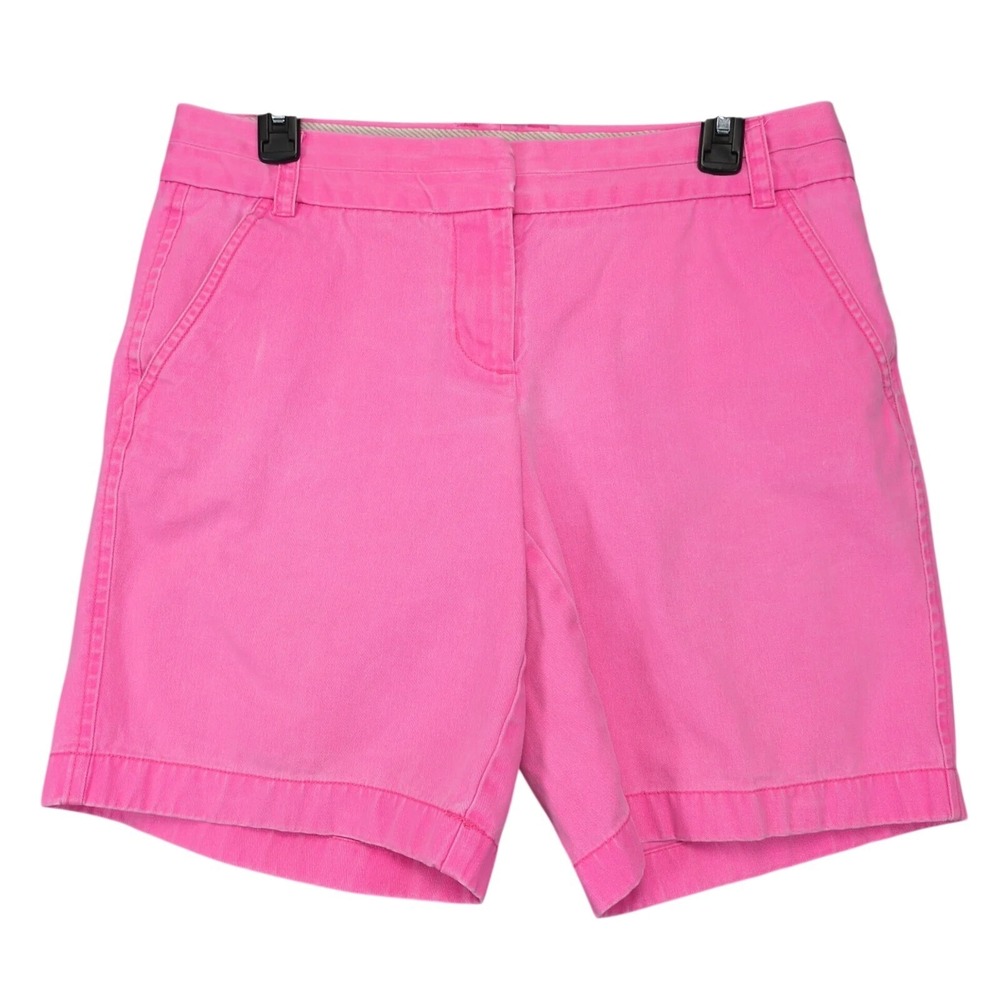 J Crew Chino Neon Pink Bermuda Shorts Womens 6 32x9" Preppy Cotton Coastal Beach